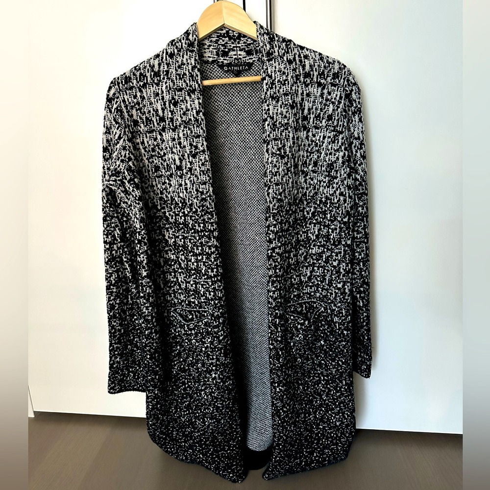 Athleta Wool / Cashmere Cardigan Sweater - Black / Grey Ombre - Size S